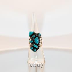 Vintage 60s-70s Zuni Turquoise Yei Dancer Ring Size 5.5 Native American Western