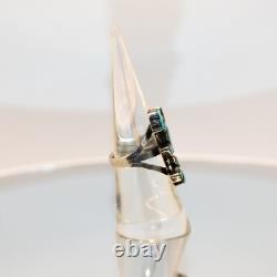 Vintage 60s-70s Zuni Turquoise Yei Dancer Ring Size 5.5 Native American Western