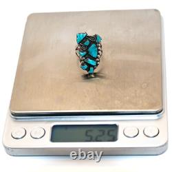 Vintage 60s-70s Zuni Turquoise Yei Dancer Ring Size 5.5 Native American Western