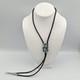 Vintage 925 Sterling Silver Native American Turquoise Leaves & Swirls Bolo Tie