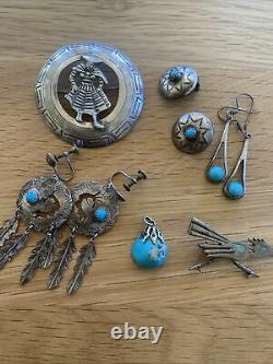 Vintage 925 sterling silver jewelry lot Native American Turquoise