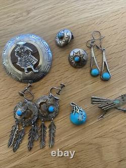 Vintage 925 sterling silver jewelry lot Native American Turquoise