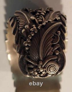 Vintage ADC Sterling Silver Hand Made Navajo Wide Turquoise Cuff Bracelet
