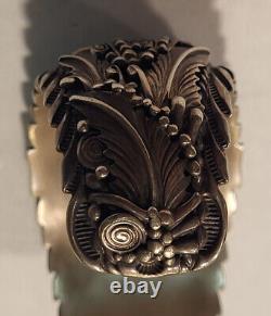 Vintage ADC Sterling Silver Hand Made Navajo Wide Turquoise Cuff Bracelet