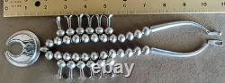 Vintage Al Joe Navajo Native American Sterling Silver Squash Blossom Necklace