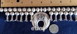 Vintage Al Joe Navajo Native American Sterling Silver Squash Blossom Necklace