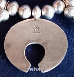 Vintage Al Joe Navajo Native American Sterling Silver Squash Blossom Necklace