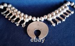 Vintage Al Joe Navajo Native American Sterling Silver Squash Blossom Necklace