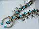 Vintage Alfred Martinez Navajo Sterling Silver Squash Blossom Turquoise Necklace