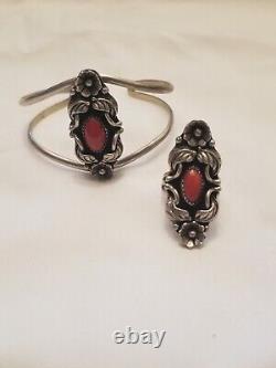 Vintage American Indian Jewelry Ring And Cuff Bracelet Set