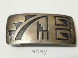 Vintage Antique Hopi Indian Coin / Sterling Silver Western Buckle Rodeo Cowboy