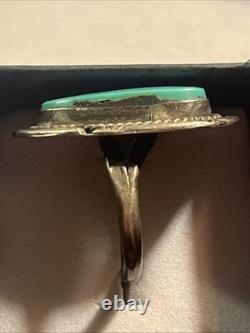 Vintage Antique Old Pawn Native American Navajo Turquoise Sterling Ring Size7.25