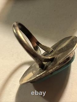 Vintage Antique Old Pawn Native American Navajo Turquoise Sterling Ring Size7.25