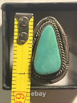 Vintage Antique Old Pawn Native American Navajo Turquoise Sterling Ring Size7.25