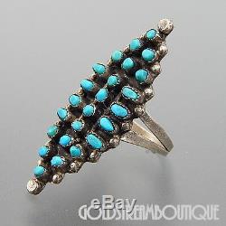 Vintage Arnie Gasper Zuni 925 Silver Snake Eye Turquoise Marquise Cluster Ring