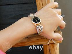 Vintage Authentic Native American Navajo 12KGF Silver Women's Flower Watch Band
