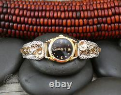 Vintage Authentic Native American Navajo 12KGF Silver Women's Flower Watch Band