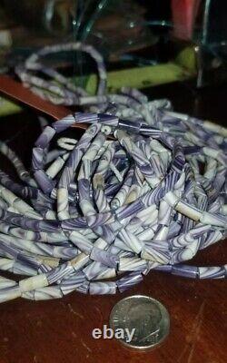 Vintage Authentic Purple White Quahog Wampum Rare Jewelry Beads- Strand of 50