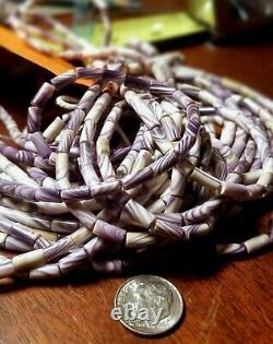 Vintage Authentic Purple White Quahog Wampum Rare Jewelry Beads- Strand of 50