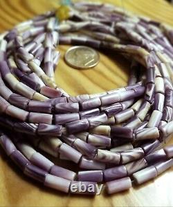 Vintage Authentic Purple White Quahog Wampum Rare Jewelry Beads- Strand of 80