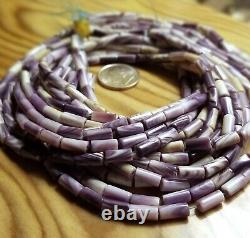Vintage Authentic Purple White Quahog Wampum Rare Jewelry Beads- Strand of 80
