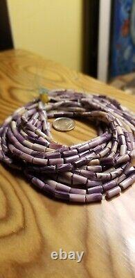 Vintage Authentic Purple White Quahog Wampum Rare Jewelry Beads- Strand of 80