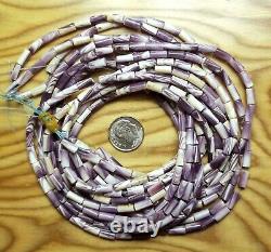 Vintage Authentic Purple White Quahog Wampum Rare Jewelry Beads- Strand of 80