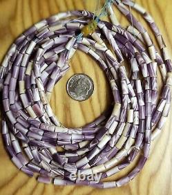 Vintage Authentic Purple White Quahog Wampum Rare Jewelry Beads- Strand of 80