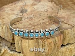 Vintage Bell Trading Native Sterling Snake Eye Turquoise Stamped Cuff-1406.26