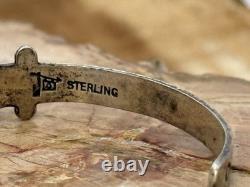 Vintage Bell Trading Native Sterling Snake Eye Turquoise Stamped Cuff-1406.26