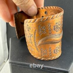 Vintage Bell Trading Post Cuff Bracelet Copper Thunderbird Sunburst Stamp 6