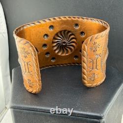 Vintage Bell Trading Post Cuff Bracelet Copper Thunderbird Sunburst Stamp 6