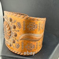 Vintage Bell Trading Post Cuff Bracelet Copper Thunderbird Sunburst Stamp 6