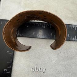 Vintage Bell Trading Post Cuff Bracelet Copper Thunderbird Sunburst Stamp 6