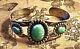 Vintage Belll Indian Jewelry Sterling & Turquoise Stamped Bracelet