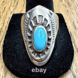 Vintage Ben Nighthorse Sterling Silver Navajo Turquoise Ring Sz 10 Southwestern