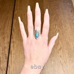Vintage Ben Nighthorse Sterling Silver Navajo Turquoise Ring Sz 10 Southwestern