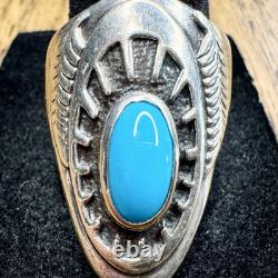 Vintage Ben Nighthorse Sterling Silver Navajo Turquoise Ring Sz 10 Southwestern