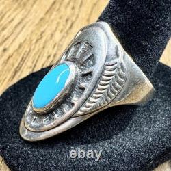 Vintage Ben Nighthorse Sterling Silver Navajo Turquoise Ring Sz 10 Southwestern