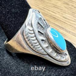 Vintage Ben Nighthorse Sterling Silver Navajo Turquoise Ring Sz 10 Southwestern