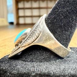 Vintage Ben Nighthorse Sterling Silver Navajo Turquoise Ring Sz 10 Southwestern