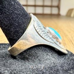 Vintage Ben Nighthorse Sterling Silver Navajo Turquoise Ring Sz 10 Southwestern