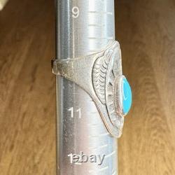 Vintage Ben Nighthorse Sterling Silver Navajo Turquoise Ring Sz 10 Southwestern