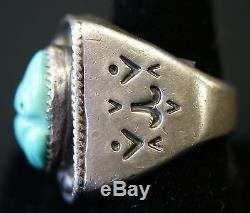 Vintage Bernard Sr & Alice Leekya Homer Zuni Carved Turquoise Frog Silver Ring
