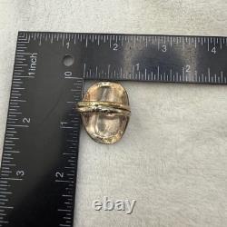 Vintage CE Ring Silver Turquoise Coral Leaf Southwest Size 12.5 READ