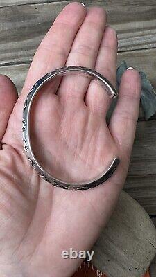 Vintage Carinated Native American Sterling Silver Cuff Bracelet Jewelry 24.41 g