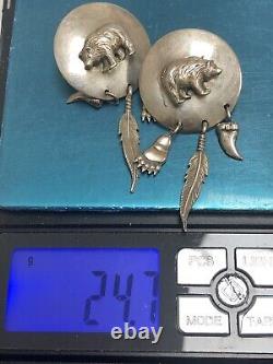 Vintage Carol Felley Native American Sterling Silver Fully Marked Cdf90 Earrings