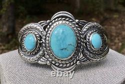 Vintage-Carolyn Pollack-Relios Jewelry -Sterling & Turquoise Cuff Bracelet Sz S