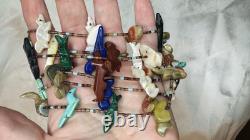 Vintage Carved Turquoise Fetish Animal Native 3 Strand Necklace Heishi 28