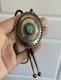 Vintage Concho Sterling Silver Native American Turquoise Bolo Tie